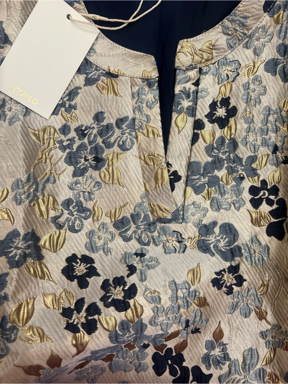Lovelo Cream Mini Dress with Blue Floral Print and Puff Sleeves - Picture 8 of 14